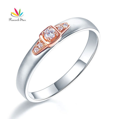 Men's Solid 14K White Gold Rose Gold 2 Tone Wedding Band Men Ring Diamond