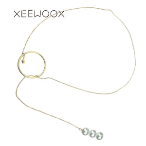 Pearls Circle 14k Yellow Gold Pendant Necklace Jewelry Fashion Week Designer Creative Gift