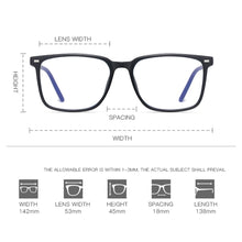 Load image into Gallery viewer, Peekaboo TR90 square glasses blue light male clear lens optical glasses frame women spring hinge rivet decoration unisex