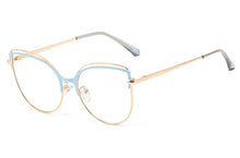 Load image into Gallery viewer, Peekaboo anti blue light cat eye glasses female gold metal ladies optical glasses frame women clear lens gift accessories