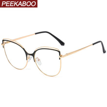 Load image into Gallery viewer, Peekaboo anti blue light cat eye glasses female gold metal ladies optical glasses frame women clear lens gift accessories