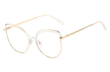Load image into Gallery viewer, Peekaboo anti blue light cat eye glasses female gold metal ladies optical glasses frame women clear lens gift accessories