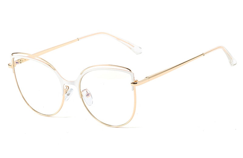 Peekaboo anti blue light cat eye glasses female gold metal ladies optical glasses frame women clear lens gift accessories
