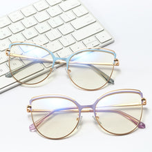 Load image into Gallery viewer, Peekaboo anti blue light cat eye glasses female gold metal ladies optical glasses frame women clear lens gift accessories