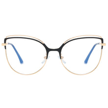 Load image into Gallery viewer, Peekaboo anti blue light cat eye glasses female gold metal ladies optical glasses frame women clear lens gift accessories