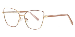Peekaboo anti blue light cat eye glasses frame women vintage metal gold pink female prescription glasses for computer clear lens