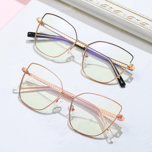Peekaboo anti blue light cat eye glasses frame women vintage metal gold pink female prescription glasses for computer clear lens