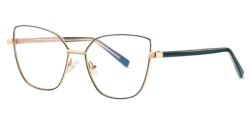 Peekaboo anti blue light cat eye glasses frame women vintage metal gold pink female prescription glasses for computer clear lens