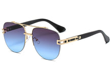 Load image into Gallery viewer, Peekaboo big frame sunglasses rimless uv400 male 2023 half frame men eyewear woman metal brown blue gradient lens