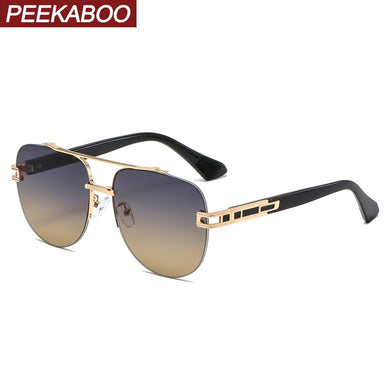 Peekaboo big frame sunglasses rimless uv400 male 2023 half frame men eyewear woman metal brown blue gradient lens