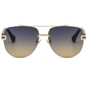 Peekaboo big frame sunglasses rimless uv400 male 2023 half frame men eyewear woman metal brown blue gradient lens