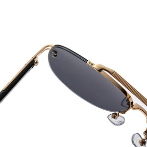 Peekaboo big frame sunglasses rimless uv400 male 2023 half frame men eyewear woman metal brown blue gradient lens