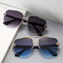 Load image into Gallery viewer, Peekaboo big frame sunglasses rimless uv400 male 2023 half frame men eyewear woman metal brown blue gradient lens