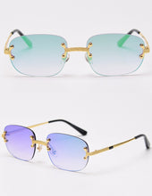 Load image into Gallery viewer, Peekaboo blue frameless retro sunglasses mirror women 2022 uv400 high quality square frame male sun glasses rimless men green