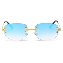 Load image into Gallery viewer, Peekaboo blue frameless retro sunglasses mirror women 2022 uv400 high quality square frame male sun glasses rimless men green