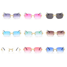Load image into Gallery viewer, Peekaboo blue frameless retro sunglasses mirror women 2022 uv400 high quality square frame male sun glasses rimless men green
