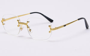 Peekaboo blue frameless retro sunglasses mirror women 2022 uv400 high quality square frame male sun glasses rimless men green