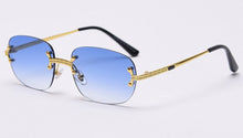Load image into Gallery viewer, Peekaboo blue frameless retro sunglasses mirror women 2022 uv400 high quality square frame male sun glasses rimless men green