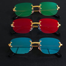 Load image into Gallery viewer, Peekaboo blue frameless retro sunglasses mirror women 2022 uv400 high quality square frame male sun glasses rimless men green