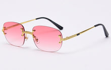 Load image into Gallery viewer, Peekaboo blue frameless retro sunglasses mirror women 2022 uv400 high quality square frame male sun glasses rimless men green