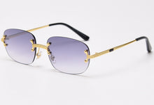 Load image into Gallery viewer, Peekaboo blue frameless retro sunglasses mirror women 2022 uv400 high quality square frame male sun glasses rimless men green