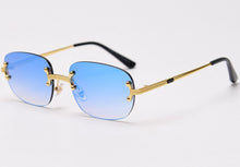 Load image into Gallery viewer, Peekaboo blue frameless retro sunglasses mirror women 2022 uv400 high quality square frame male sun glasses rimless men green