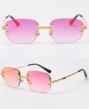 Load image into Gallery viewer, Peekaboo blue frameless retro sunglasses mirror women 2022 uv400 high quality square frame male sun glasses rimless men green