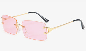 Peekaboo blue rectangular sunglasses rimless men metal  square sun glasses for women gradient lens frameless 2022 uv400