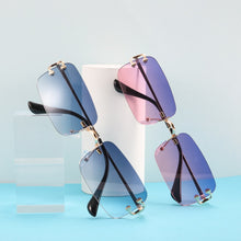 Carica l&#39;immagine nel visualizzatore di Gallery, Peekaboo blue rectangular sunglasses rimless men metal  square sun glasses for women gradient lens frameless 2022 uv400