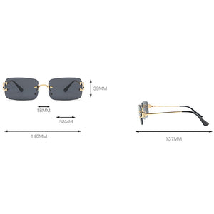 Peekaboo blue rectangular sunglasses rimless men metal  square sun glasses for women gradient lens frameless 2022 uv400