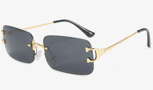 Peekaboo blue rectangular sunglasses rimless men metal  square sun glasses for women gradient lens frameless 2022 uv400
