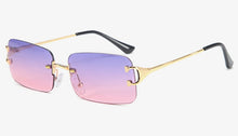 Carica l&#39;immagine nel visualizzatore di Gallery, Peekaboo blue rectangular sunglasses rimless men metal  square sun glasses for women gradient lens frameless 2022 uv400