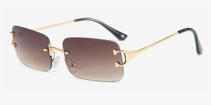 Peekaboo blue rectangular sunglasses rimless men metal  square sun glasses for women gradient lens frameless 2022 uv400