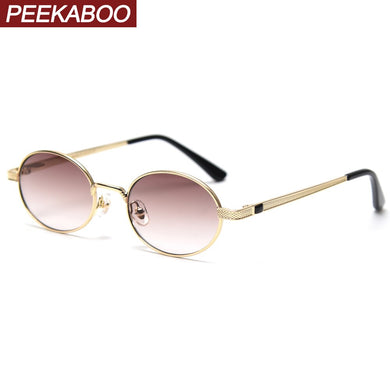 Peekaboo blue vintage oval sunglasses for men metal uv400 2023 small round sun glasses for women spring summer accessories