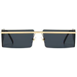 Peekaboo brown rectangular sunglasses men side shield gold rimless square sun glasses for women metal windproof hot-selling