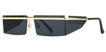 Load image into Gallery viewer, Peekaboo brown rectangular sunglasses men side shield gold rimless square sun glasses for women metal windproof hot-selling
