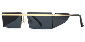 Peekaboo brown rectangular sunglasses men side shield gold rimless square sun glasses for women metal windproof hot-selling