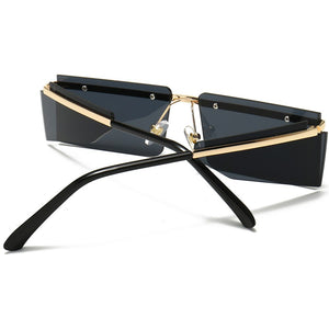 Peekaboo brown rectangular sunglasses men side shield gold rimless square sun glasses for women metal windproof hot-selling