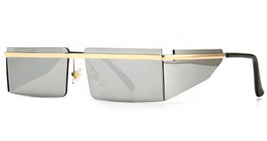 Peekaboo brown rectangular sunglasses men side shield gold rimless square sun glasses for women metal windproof hot-selling