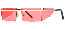 Load image into Gallery viewer, Peekaboo brown rectangular sunglasses men side shield gold rimless square sun glasses for women metal windproof hot-selling