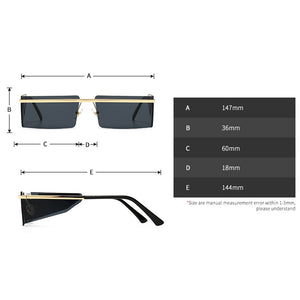 Peekaboo brown rectangular sunglasses men side shield gold rimless square sun glasses for women metal windproof hot-selling
