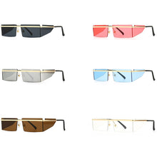 Load image into Gallery viewer, Peekaboo brown rectangular sunglasses men side shield gold rimless square sun glasses for women metal windproof hot-selling