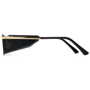 Peekaboo brown rectangular sunglasses men side shield gold rimless square sun glasses for women metal windproof hot-selling