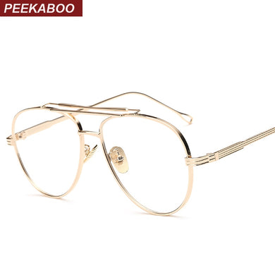 Peekaboo clear lens gold male spectacle frames for men retro flat top designer eye glasses man eyewear frames women big