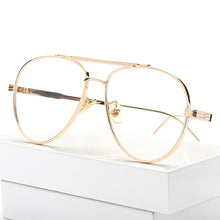 Load image into Gallery viewer, Peekaboo clear lens gold male spectacle frames for men retro flat top designer eye glasses man eyewear frames women big