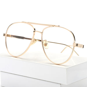 Peekaboo clear lens gold male spectacle frames for men retro flat top designer eye glasses man eyewear frames women big