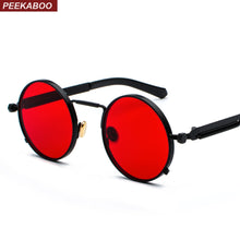 Load image into Gallery viewer, Peekaboo clear red sunglasses men steampunk 2023 metal frame retro vintage round sun glasses for women black uv400