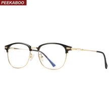 Load image into Gallery viewer, Peekaboo computer optical eye glasses anti blue light black semi-rimless half metal tr90 eyeglasses women eyewear men unisex