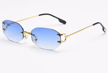 Load image into Gallery viewer, Peekaboo frameless retro sunglasses rimless square women oval metal eyeglasses for men polygon gold blue brown 2023 uv400