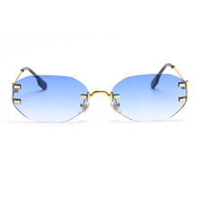 Load image into Gallery viewer, Peekaboo frameless retro sunglasses rimless square women oval metal eyeglasses for men polygon gold blue brown 2023 uv400